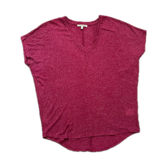 Express Pink V-Neck Knit Short Sleeve Top - Size M - Picture 3 of 4